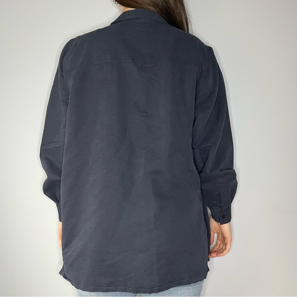Oversized Longsleeve Navy Dress Shirt - Picture 3 of 6